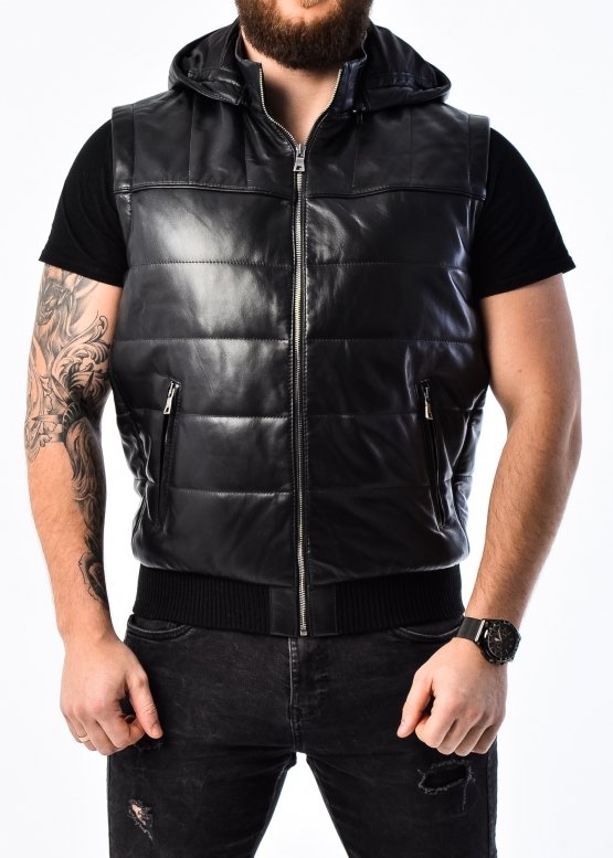 Leather vest-jacket male