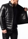 Men's down jacket leather fitted