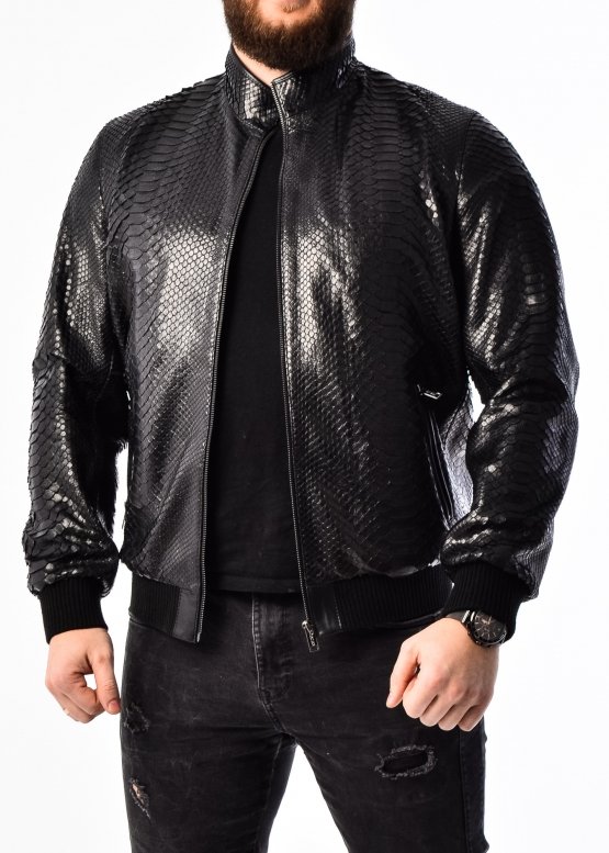 Spring jacket made of genuine python leather