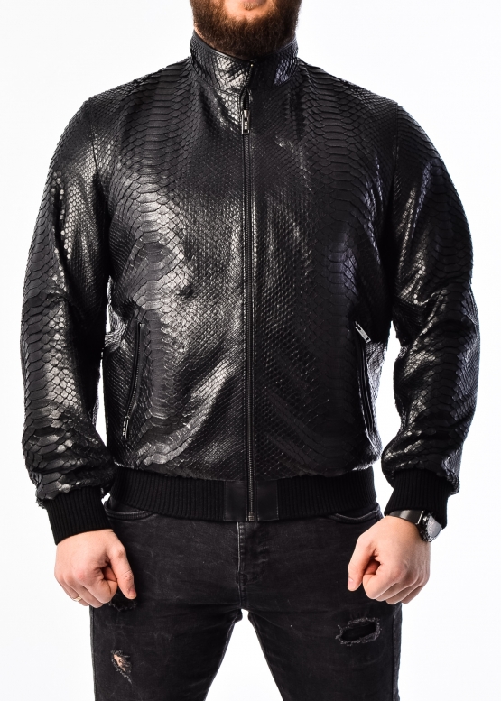 Spring jacket made of genuine python leather