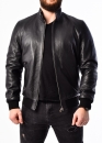 Autumn leather jacket with elastic band