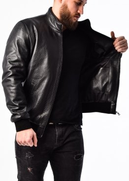 Autumn leather jacket with elastic band TRS1B