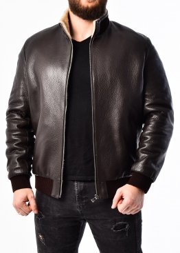 Winter leather jacket with fur under the elastic band TRS2KV