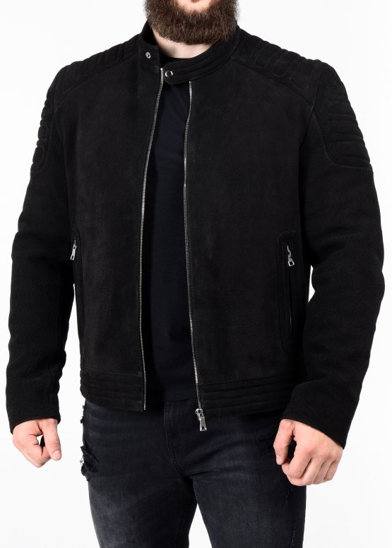 Spring fitted leather men jacket