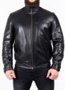 Autumn leather jacket with elastic band