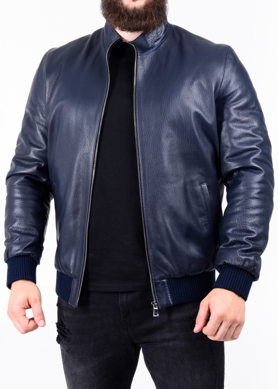 Autumn leather jacket with elastic band