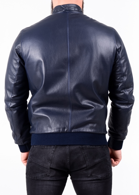 Autumn leather jacket with elastic band