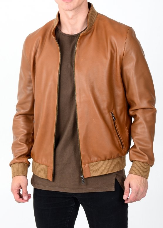 Spring leather jacket (American, bomber jacket)