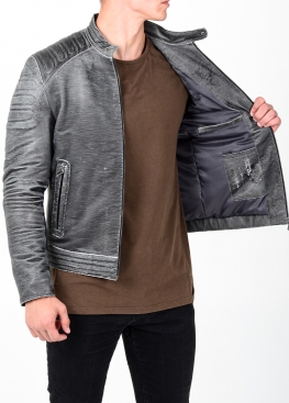 Весняна приталена шкіряна чоловіча куртка FORDR1B