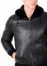  Winter leather jacket with a hood  