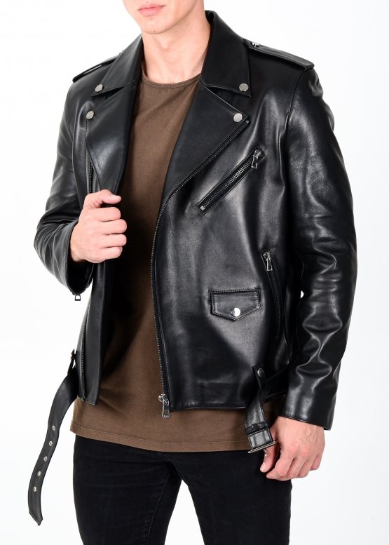 Men's demi-season leather jacket
