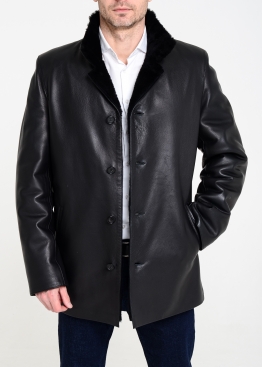 Winter leather short coat with fur 64OP2BB 