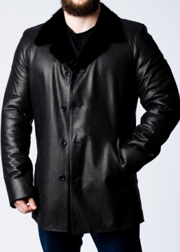 Winter leather short coat with fur 63H2BB