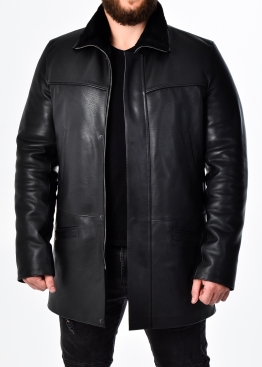 Winter leather short coat with fur 94OP2BB