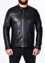 Autumn fitted leather jacket for men