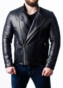 Весняна шкіряна куртка-косуха чоловіча MKL0I