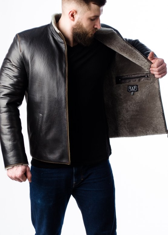 Winter leather jacket with fur