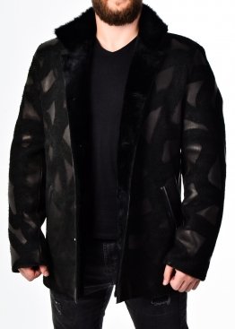 Winter leather short coat with fur 64U2BB