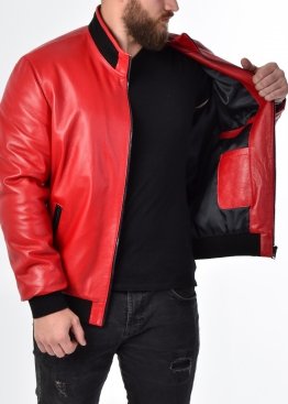 Autumn leather jacket under an elastic band TRL1R