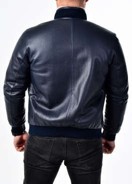 Winter leather jacket with fur under elastic band TRS2IV