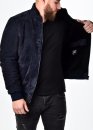 Winter suede jacket with fur under the elastic band
