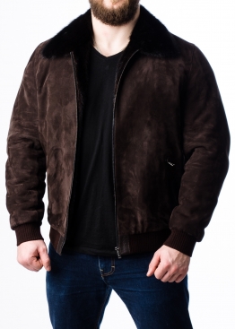Winter suede jacket with a mink lining TRZ2KNN
