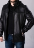 Winter leather jacket with a fur hood 76L2BB