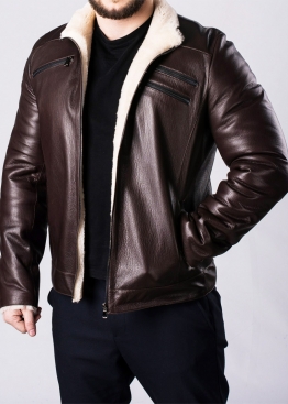 Winter leather men's jacket with fur JARS2KV