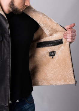 Зимняя кожаная куртка с мехом M88A2BV