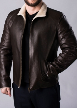 Winter men's leather jacket with fur MLK2KV