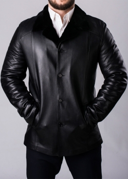 Winter leather coat with fur for men N65L2BB