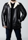 Winter leather short coat with fur N65L2BV