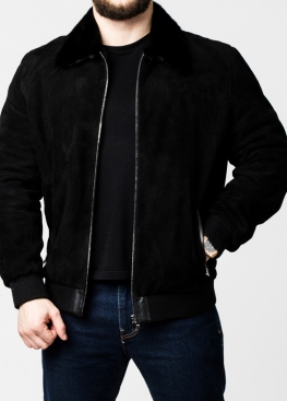 Winter suede jacket with a mink collar TRZ2BN
