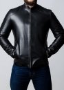 Spring leather fitted jacket for men