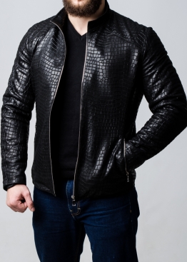 Autumn leather jacket with embossed crocodile KROKF11B