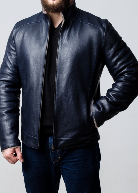 Winter leather jacket fitted
