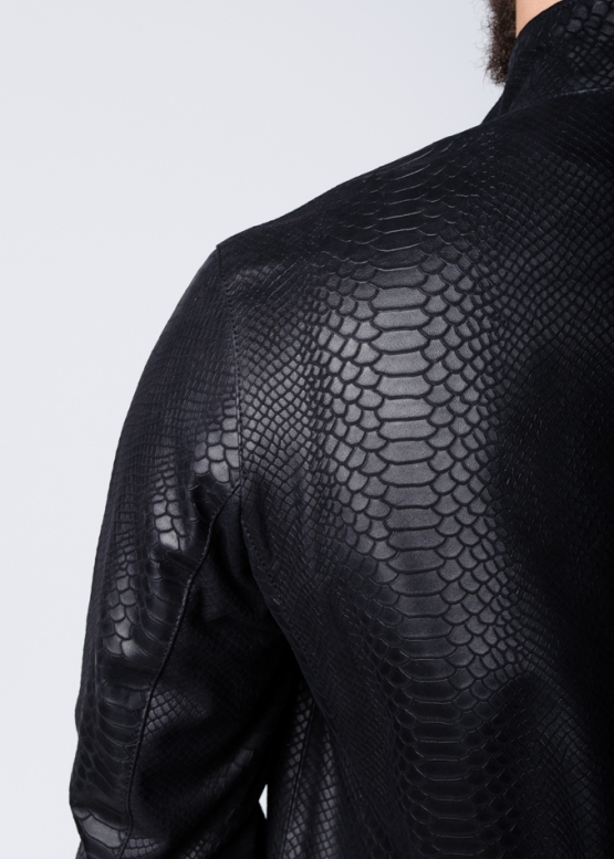 Demi-season leather jacket fitted "Python"