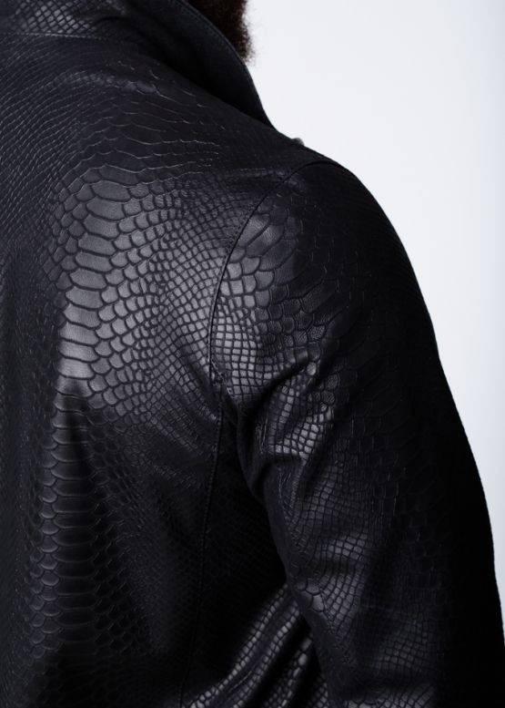 Demi-season leather jacket fitted "Python"