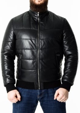 Autumn leather down jacket with elastic TRPHL1B