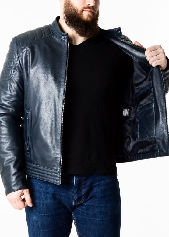 Spring fitted leather men jacket