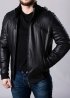 Leather jacket with a hood men SPHL1B