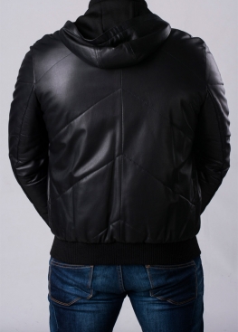 Leather jacket with a hood men SPHL1B