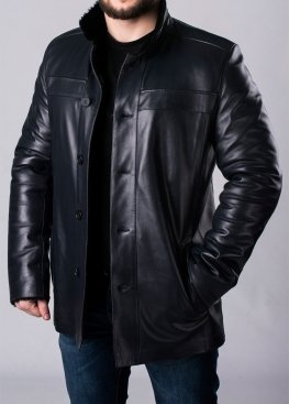 Winter leather men's coat with fur STL2IB
