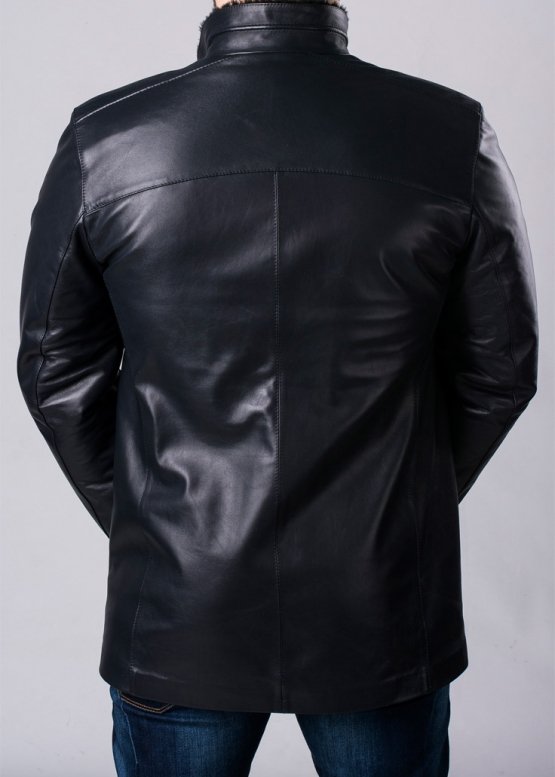 Winter leather men's coat with fur