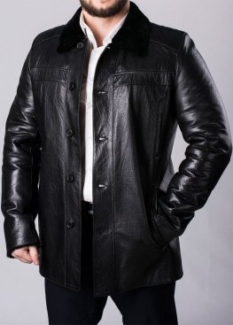 Winter leather short coat with fur STSK2BB