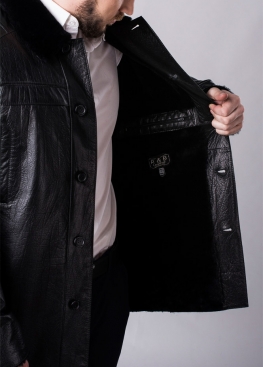 Winter leather short coat with fur STSK2BB