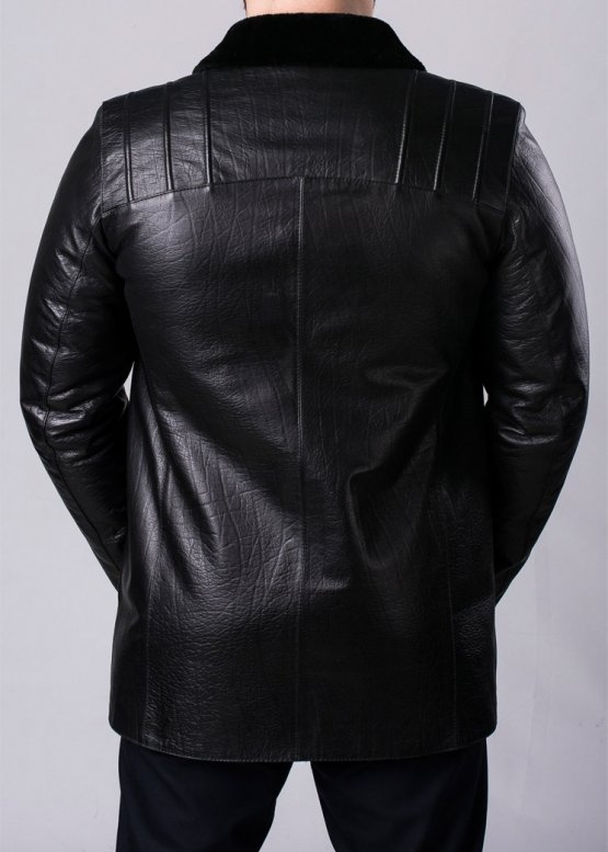 Winter leather short coat with fur