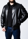 Winter leather jacket for men with fur under the elastic band