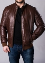 Autumn leather down jacket with elastic