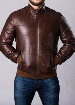 Autumn leather down jacket with elastic TRPHL1K